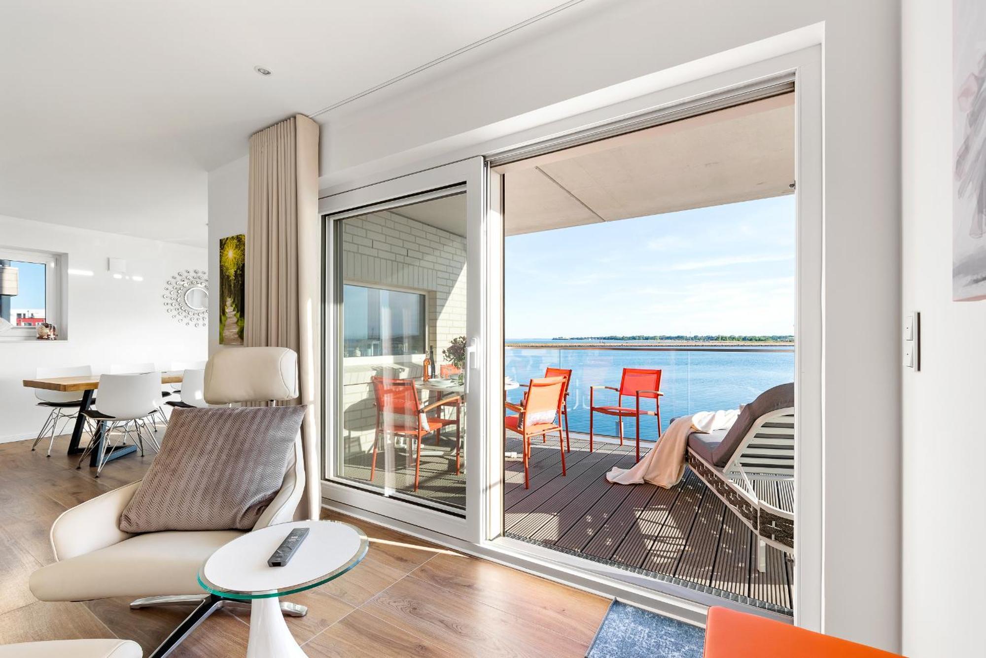 Horizont- Direkt Am Wasser, Hafenblick, Fahrstuhl, Sauna, Ueberdachter Balkon Olpenitz Bagian luar foto