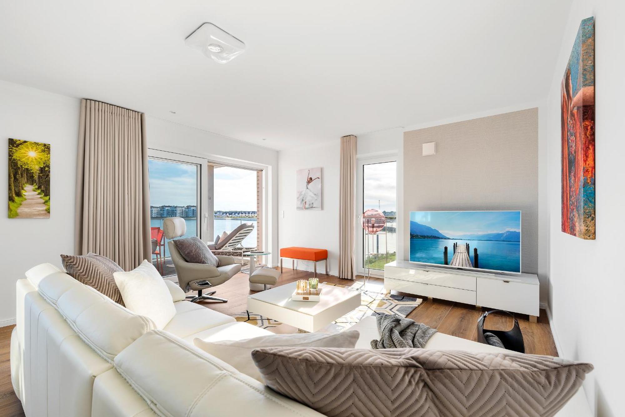 Horizont- Direkt Am Wasser, Hafenblick, Fahrstuhl, Sauna, Ueberdachter Balkon Olpenitz Bagian luar foto