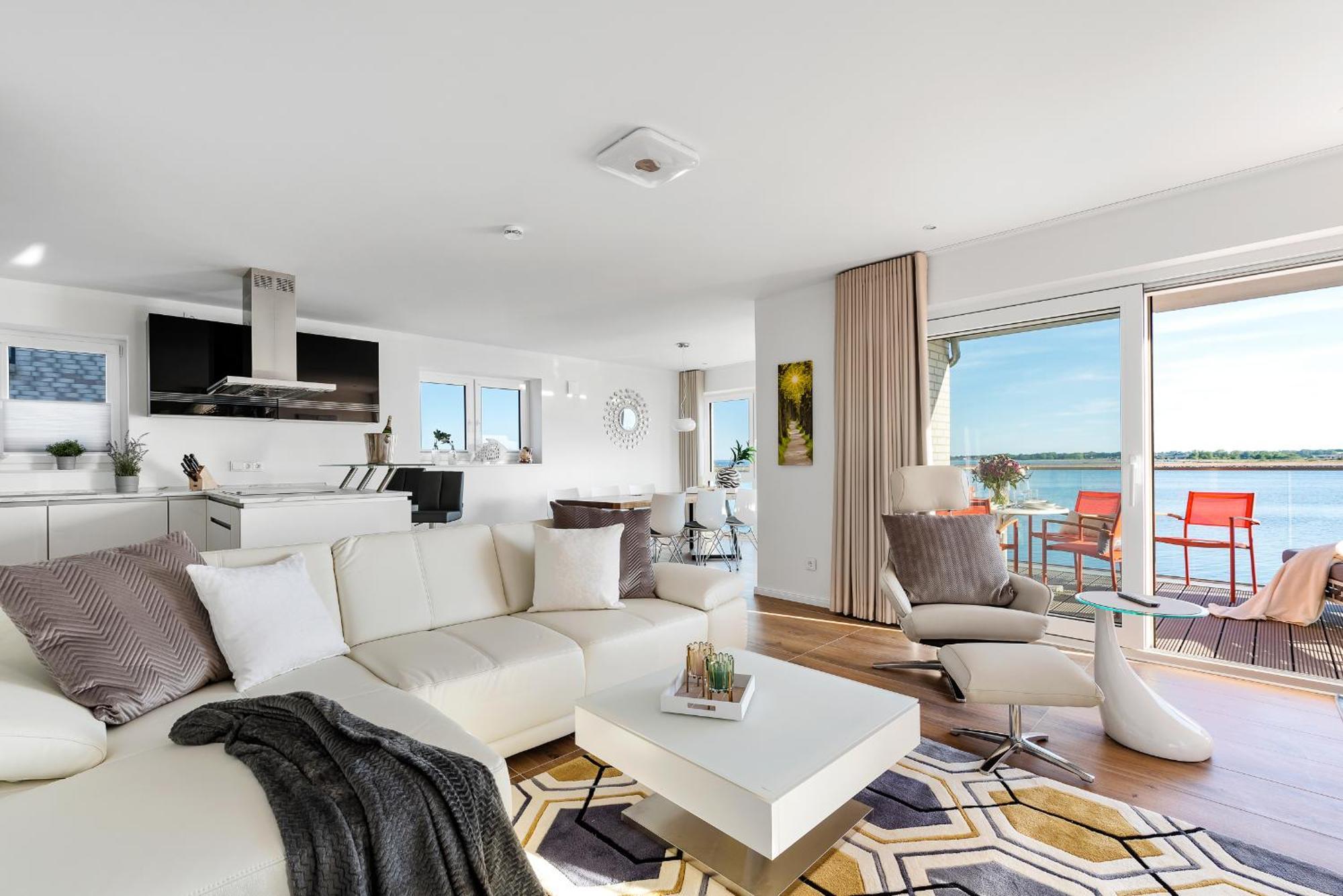 Horizont- Direkt Am Wasser, Hafenblick, Fahrstuhl, Sauna, Ueberdachter Balkon Olpenitz Bagian luar foto